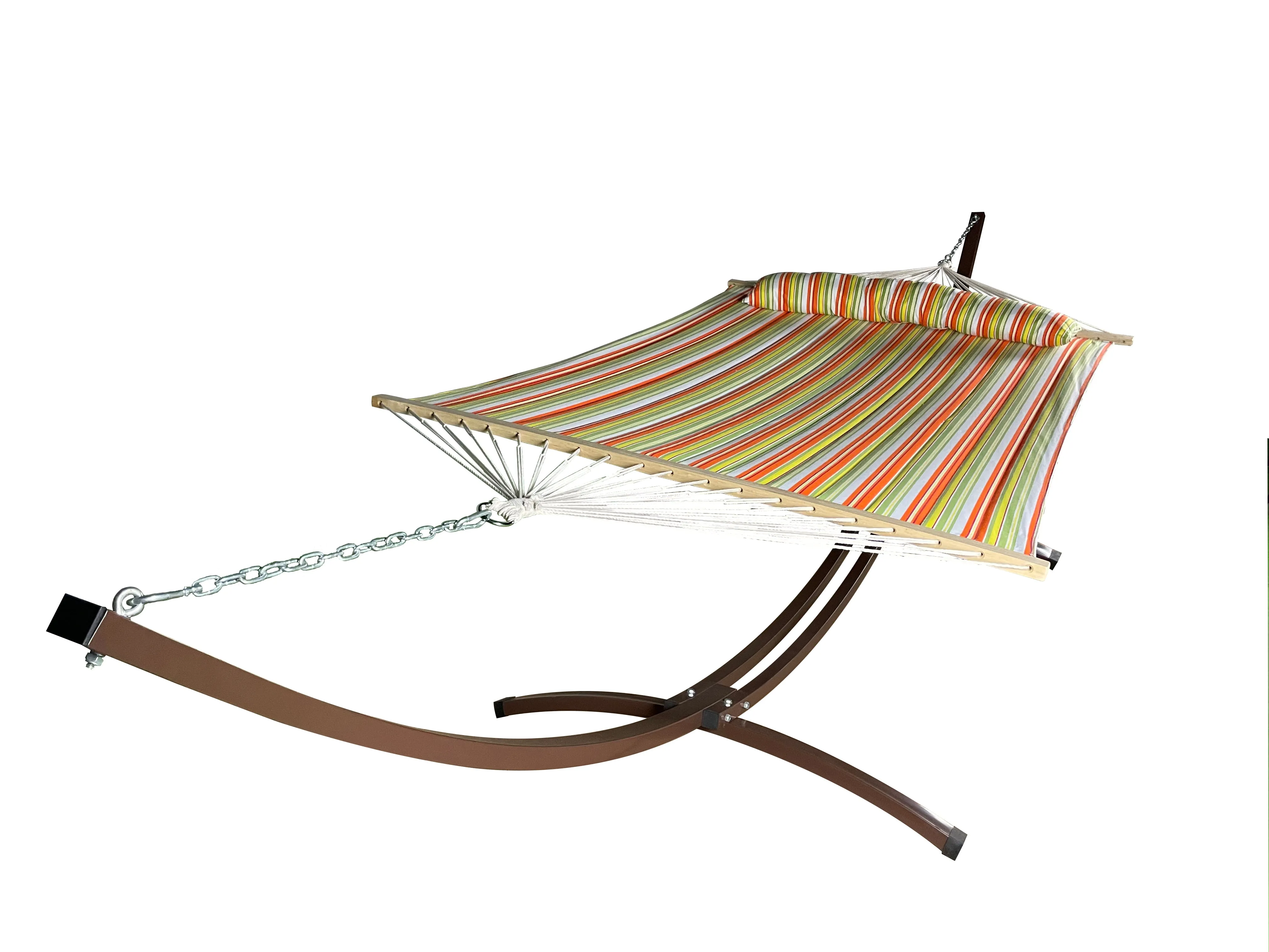 15 Ft. Indoor/Outdoor Brown Steel Arc Hammock Stand & Bed w/Pillow.
