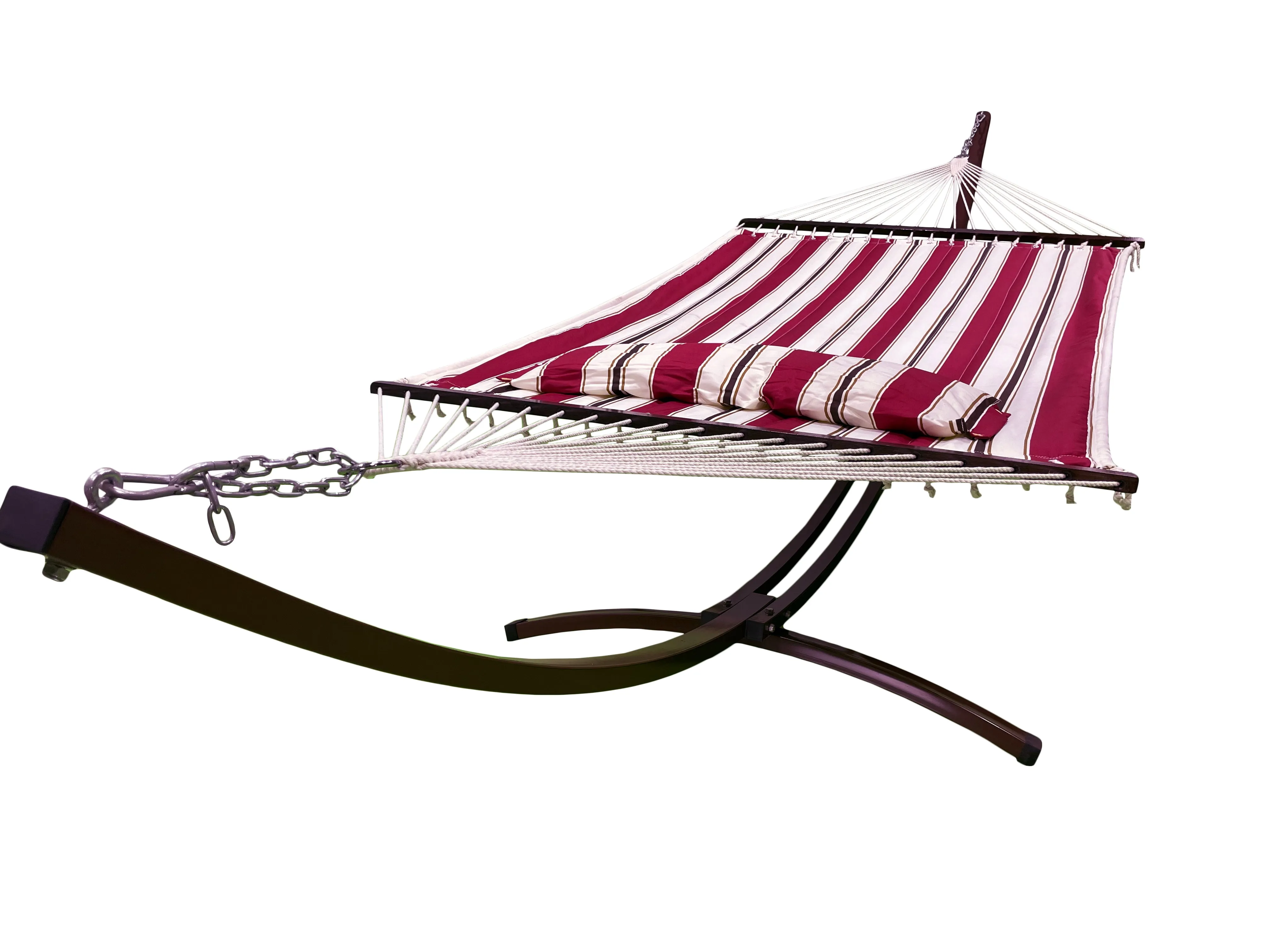 15 Ft. Indoor/Outdoor Brown Steel Arc Hammock Stand & Bed w/Pillow.