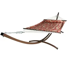15 Ft. Indoor/Outdoor Brown Steel Arc Hammock Stand & Bed w/Pillow.