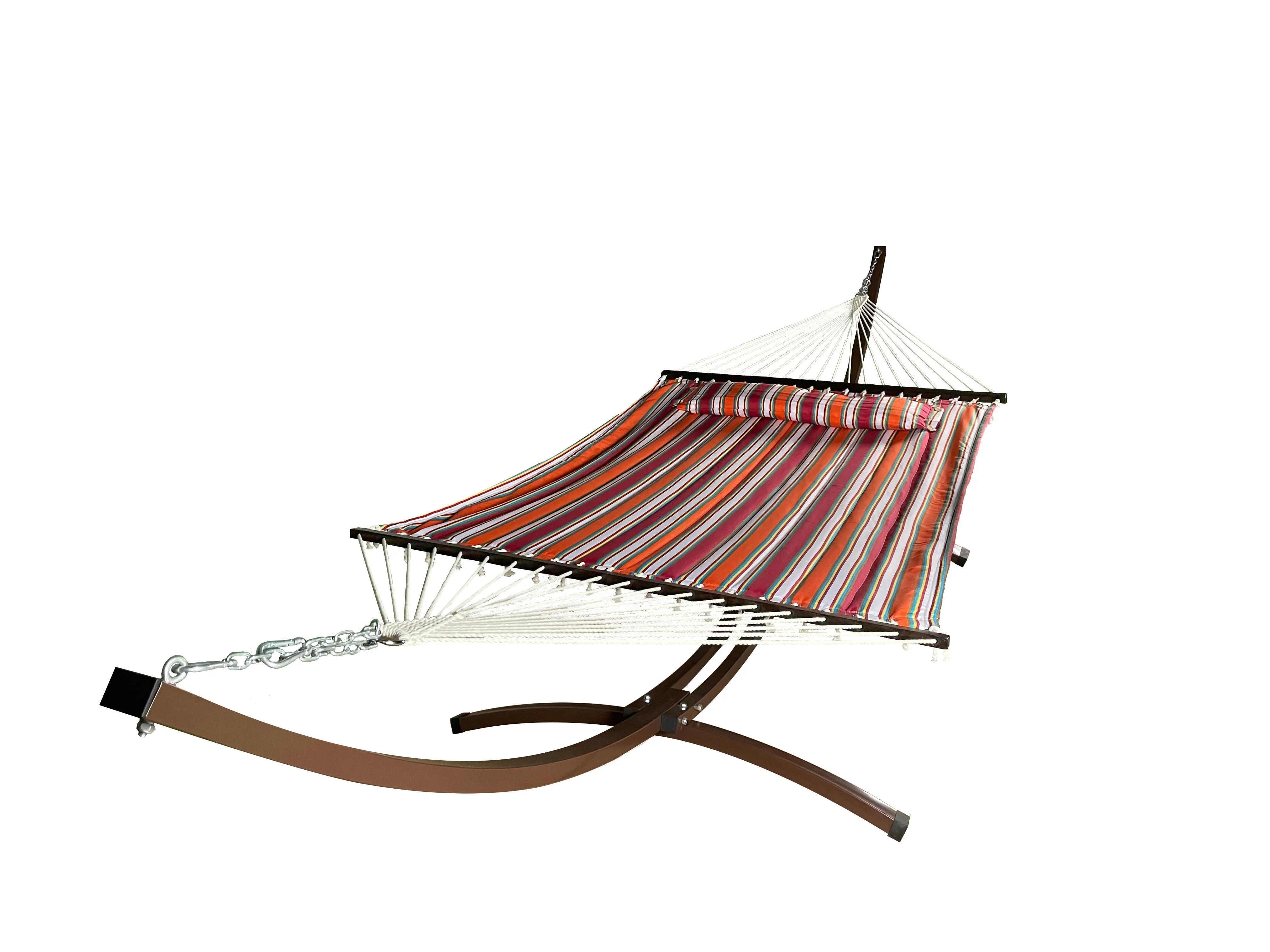 15 Ft. Indoor/Outdoor Brown Steel Arc Hammock Stand & Bed w/Pillow.