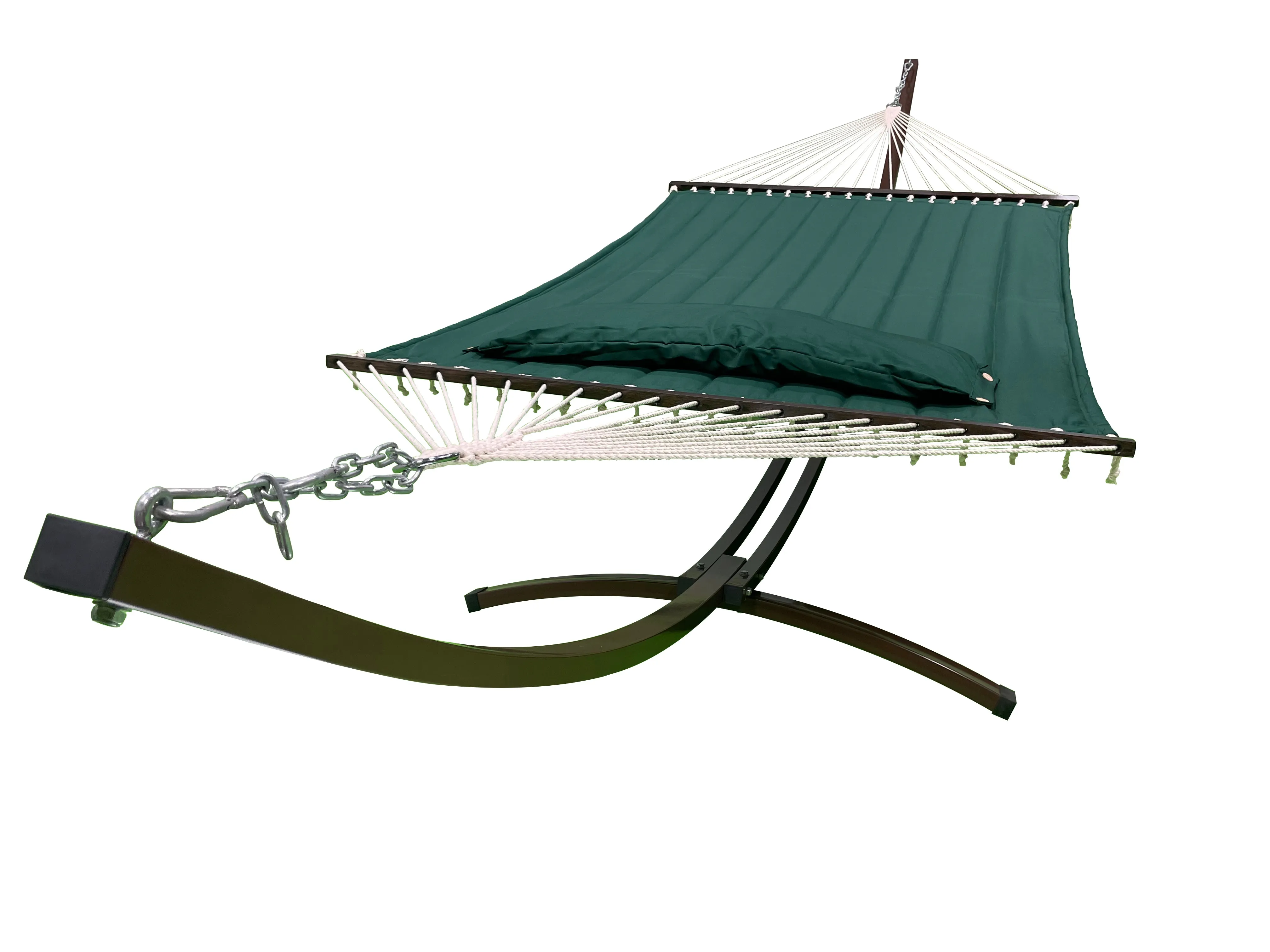 15 Ft. Indoor/Outdoor Brown Steel Arc Hammock Stand & Bed w/Pillow.