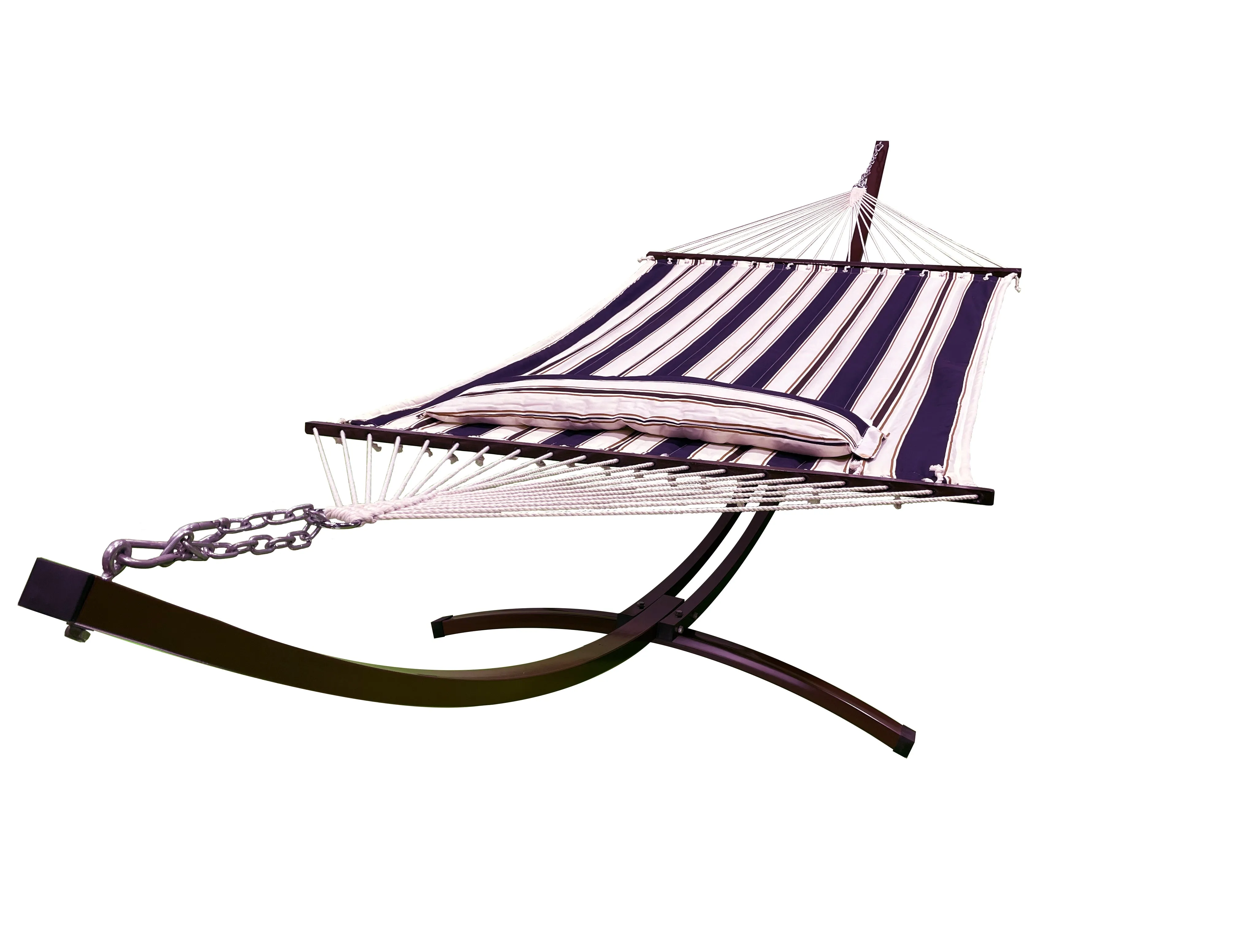 15 Ft. Indoor/Outdoor Brown Steel Arc Hammock Stand & Bed w/Pillow.