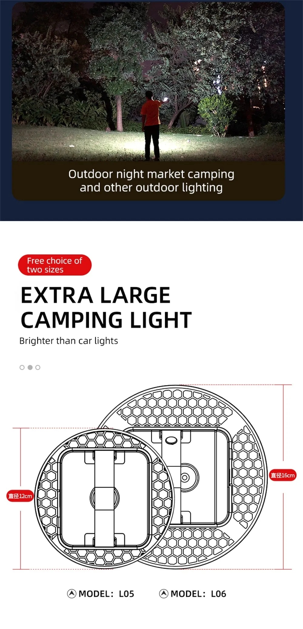 15600maH Rechargeable LED Camping Lantern with Magnet Strong Light Zoom Portable Flashlights Tent Lights Work Repair Lighting