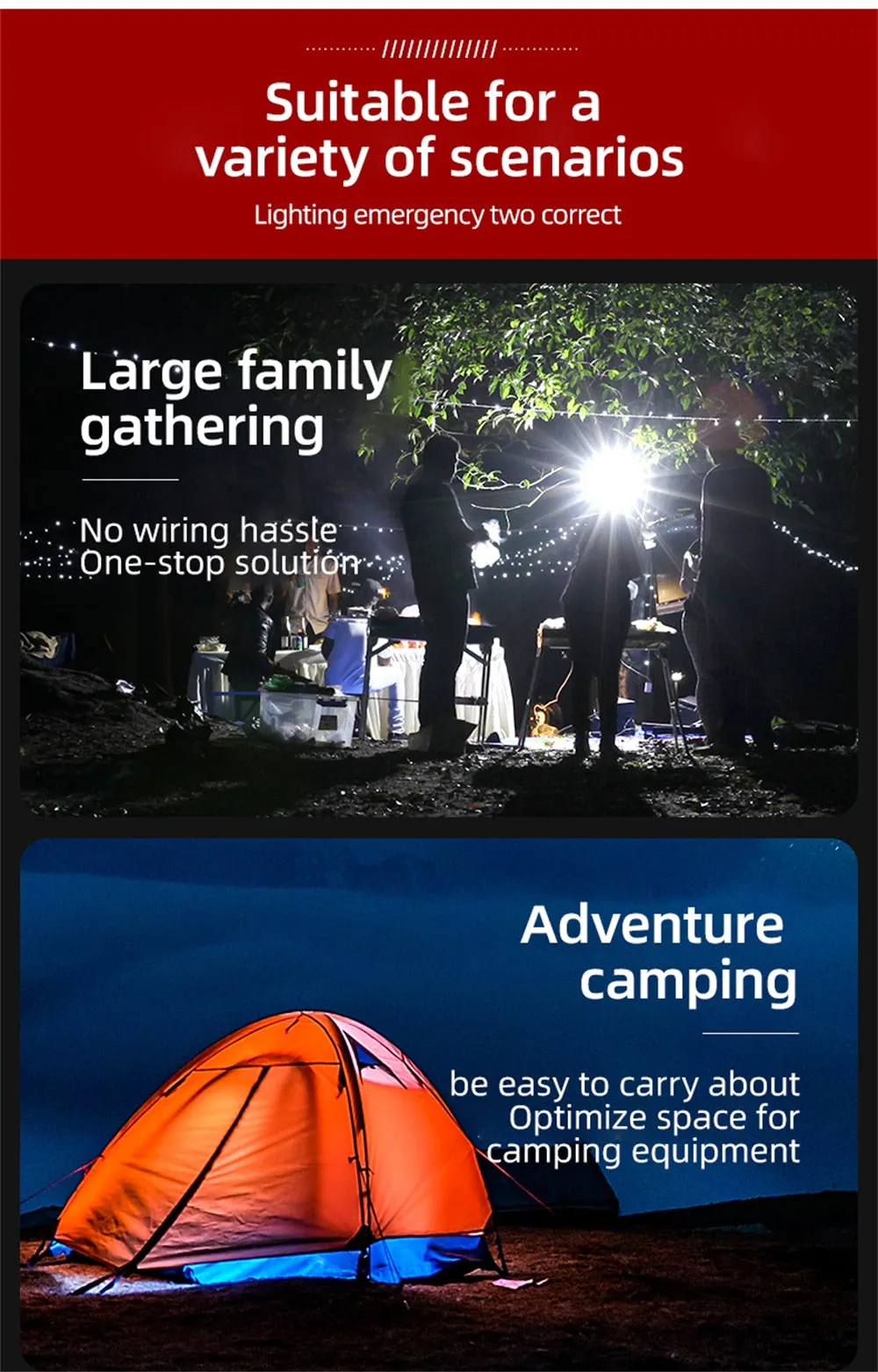 15600maH Rechargeable LED Camping Lantern with Magnet Strong Light Zoom Portable Flashlights Tent Lights Work Repair Lighting