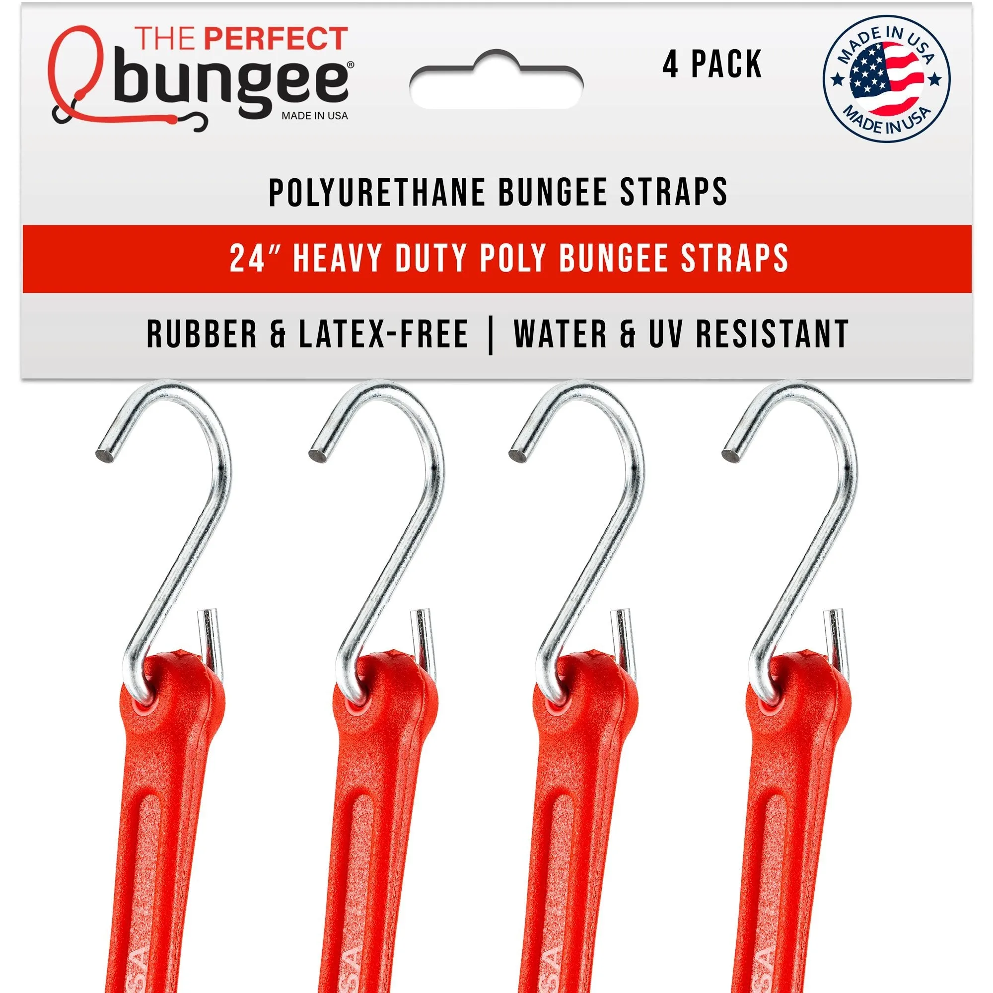 24" Heavy Duty Poly Bungee Strap 4 Pack