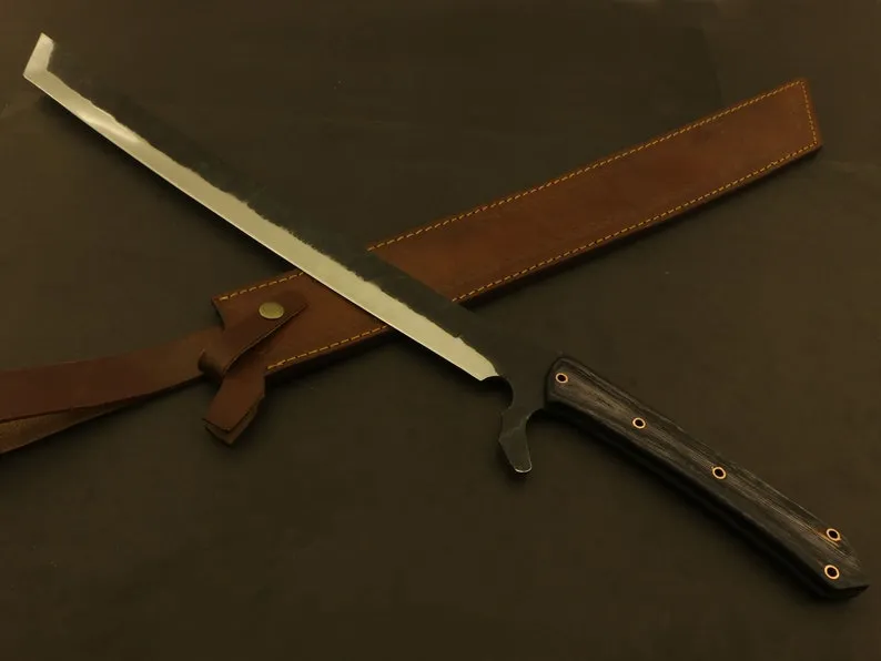 24" Tommsock Machete Bushcraft & Camping Machete (D2 Steel, Spring Steel are available) with Custom Blade Material Variations-Bushcraft Machete