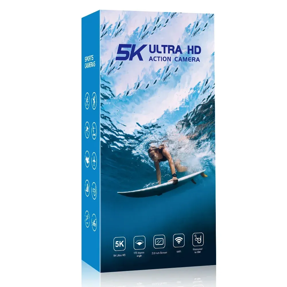 5K Action Camera 4K60FPS Dual IPS Touch LCD EIS WiFi 170 30M Waterproof 5X Zoom Professional Sport Camera With Remote Control