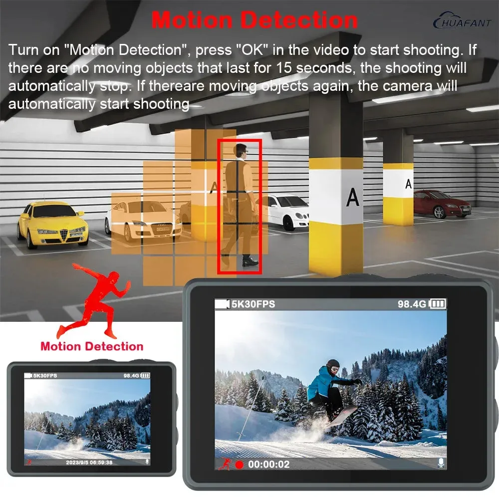 5K Action Camera 4K60FPS Dual IPS Touch LCD EIS WiFi 170 30M Waterproof 5X Zoom Professional Sport Camera With Remote Control