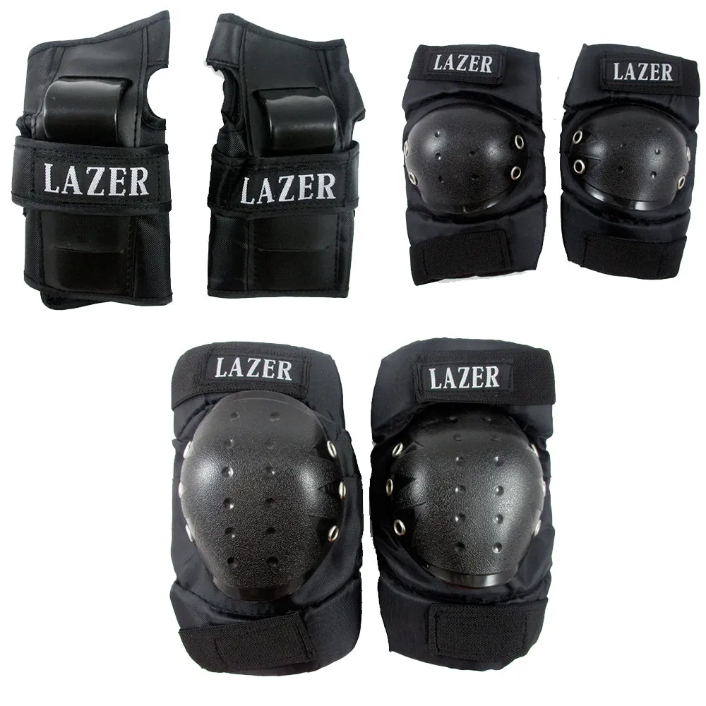 6 Knee Elbow Protective Pad Protector Gear Sports Tactical Black Skate Roller Lg