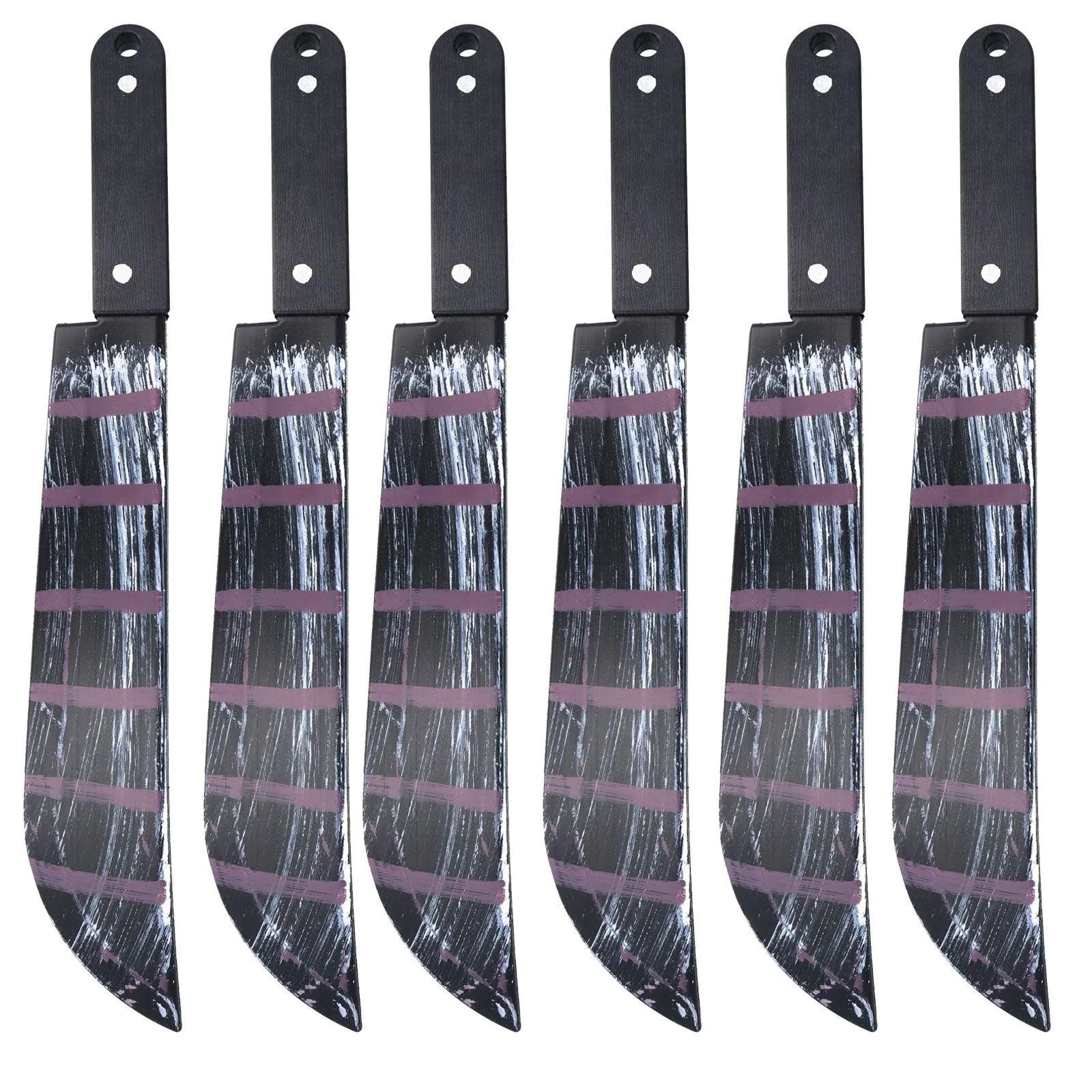 6x Realistic Bloodied Machete Weapon Plastic - 50 cm Halloween Horror Killer Fancy Dress Party Costume Props