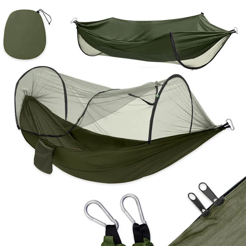 Camping Hammock Automatic Quickly Open Nylon Cloth Mosquito-Proof Hammock with Mosquito Net