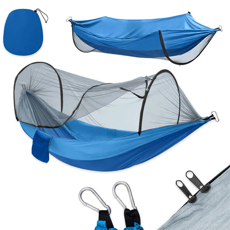 Camping Hammock Automatic Quickly Open Nylon Cloth Mosquito-Proof Hammock with Mosquito Net
