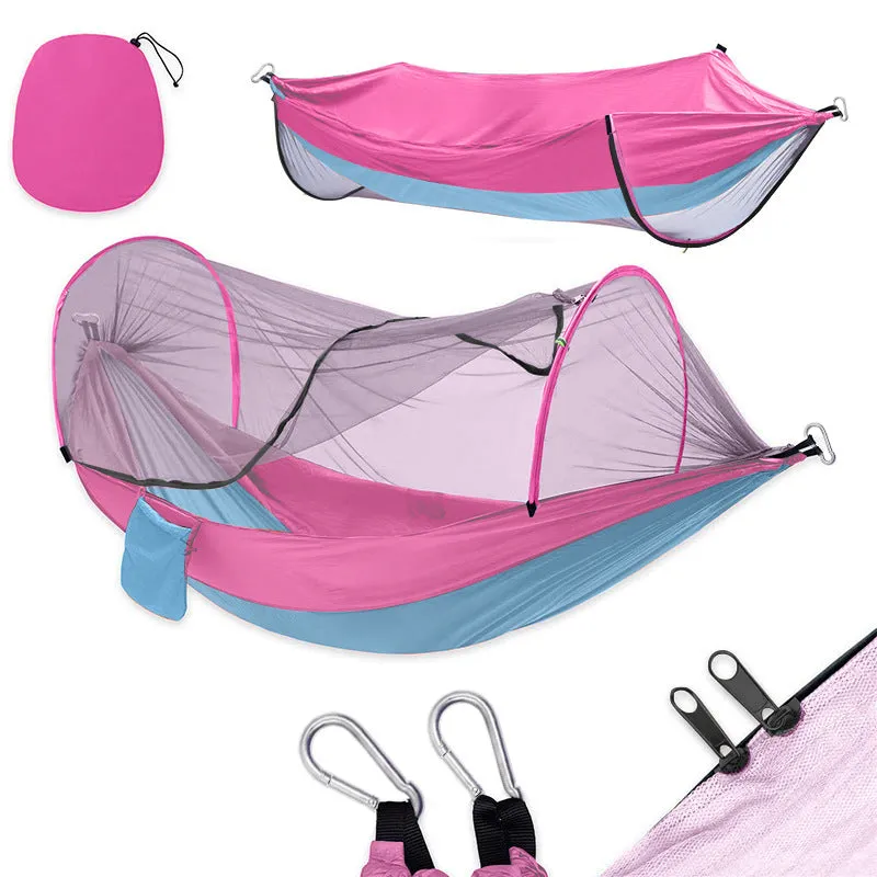 Camping Hammock Automatic Quickly Open Nylon Cloth Mosquito-Proof Hammock with Mosquito Net