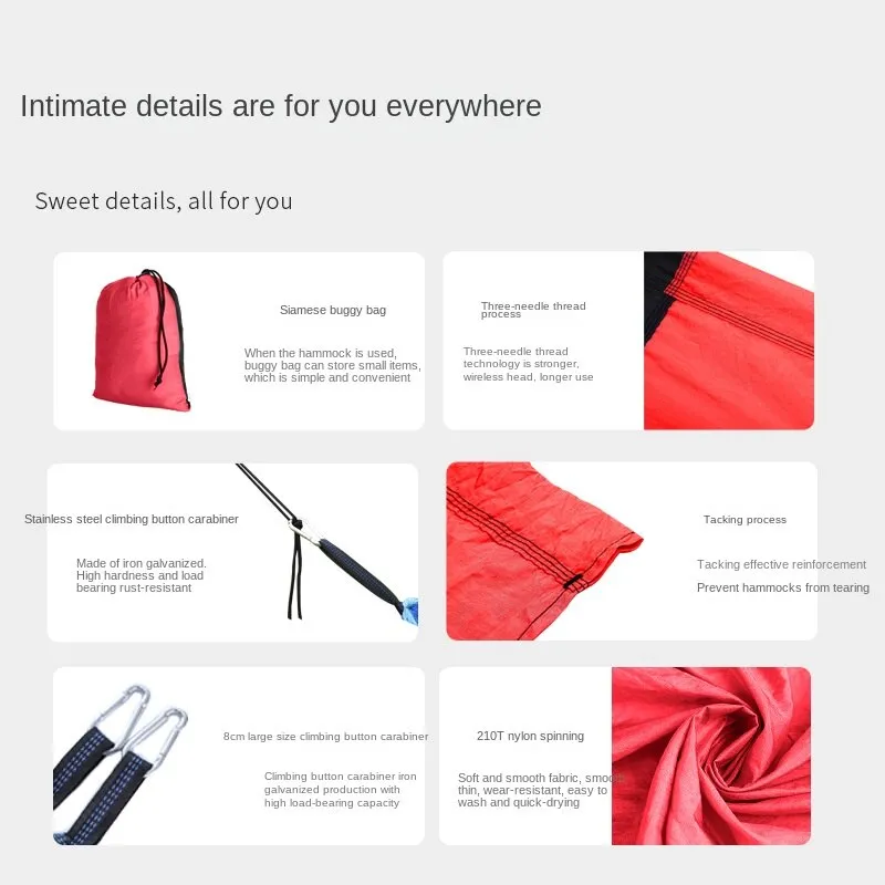 Camping Hammock Double Nylon Camping Ultra-Light Anti-Rollover Nylon Spinning