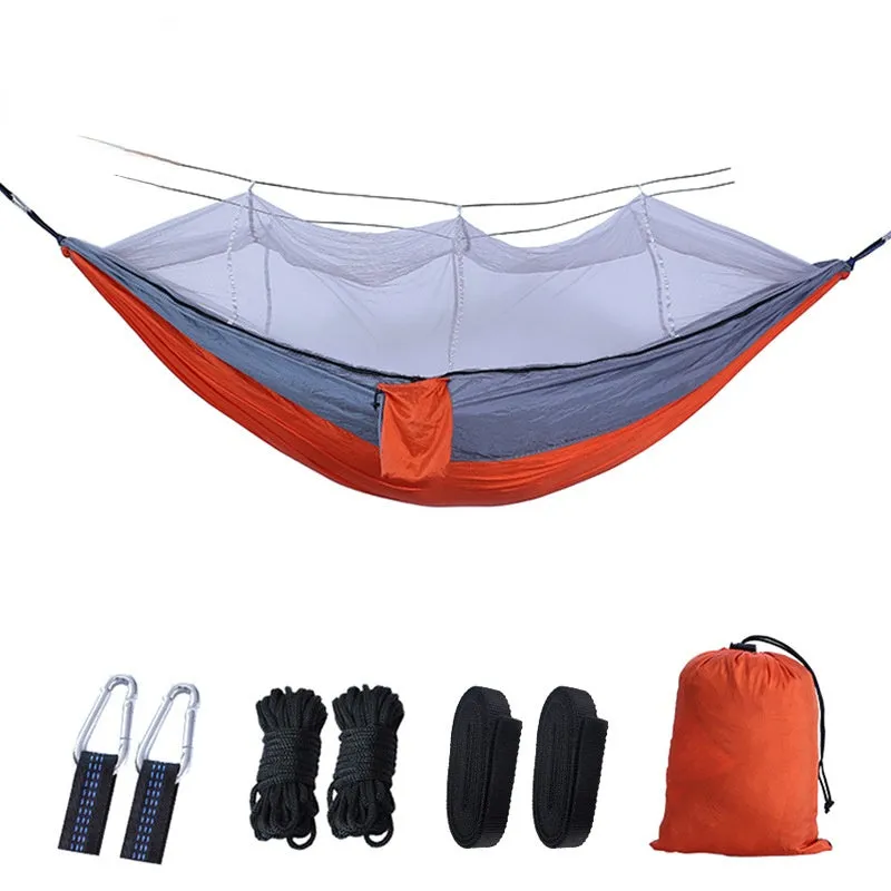 Camping Hammock Double Parachute Cloth with Mosquito Net Anti Mosquito Nylon Spinning Anti-Rollover