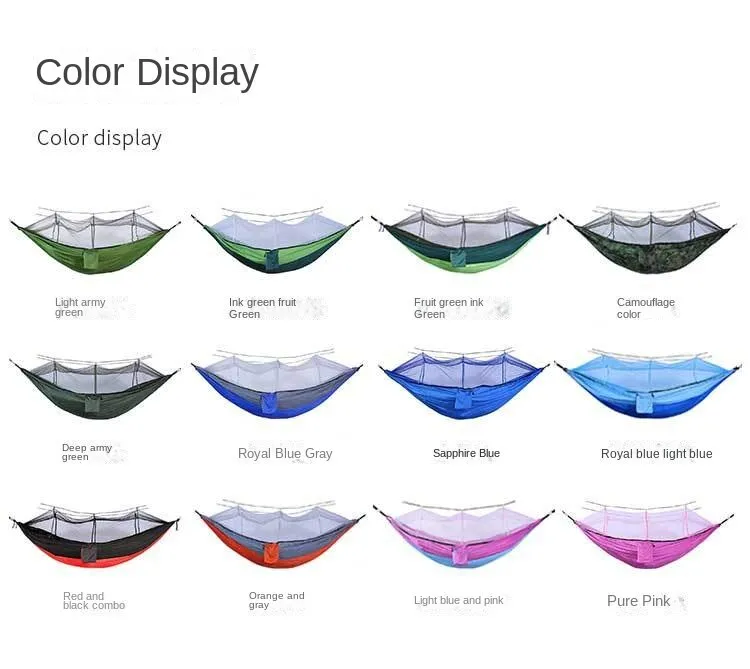 Camping Hammock Double Parachute Cloth with Mosquito Net Anti Mosquito Nylon Spinning Anti-Rollover