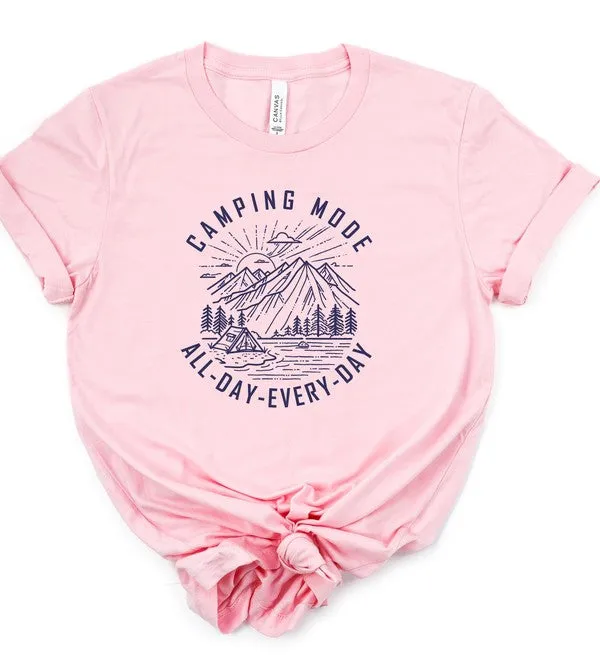 Camping Mode All Day Every Day Graphic Tee Shirt