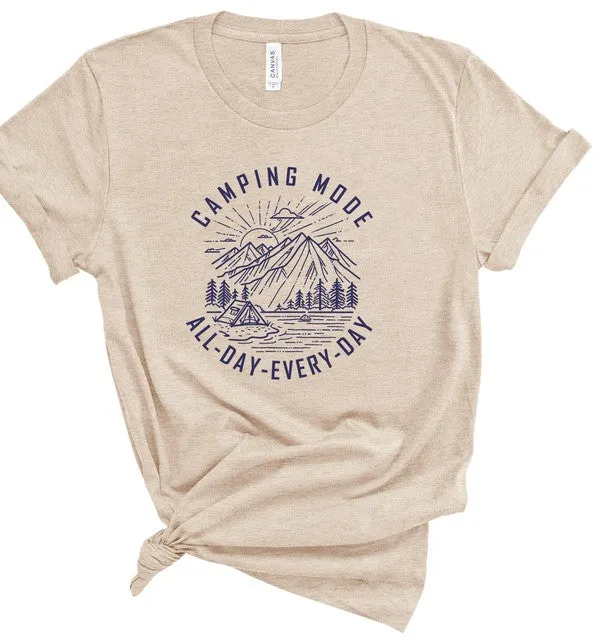 Camping Mode All Day Every Day Graphic Tee Shirt