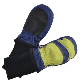 Waterproof Stay-On Mittens No Thumb - Navy Blue / Lime Green by SnowStoppers